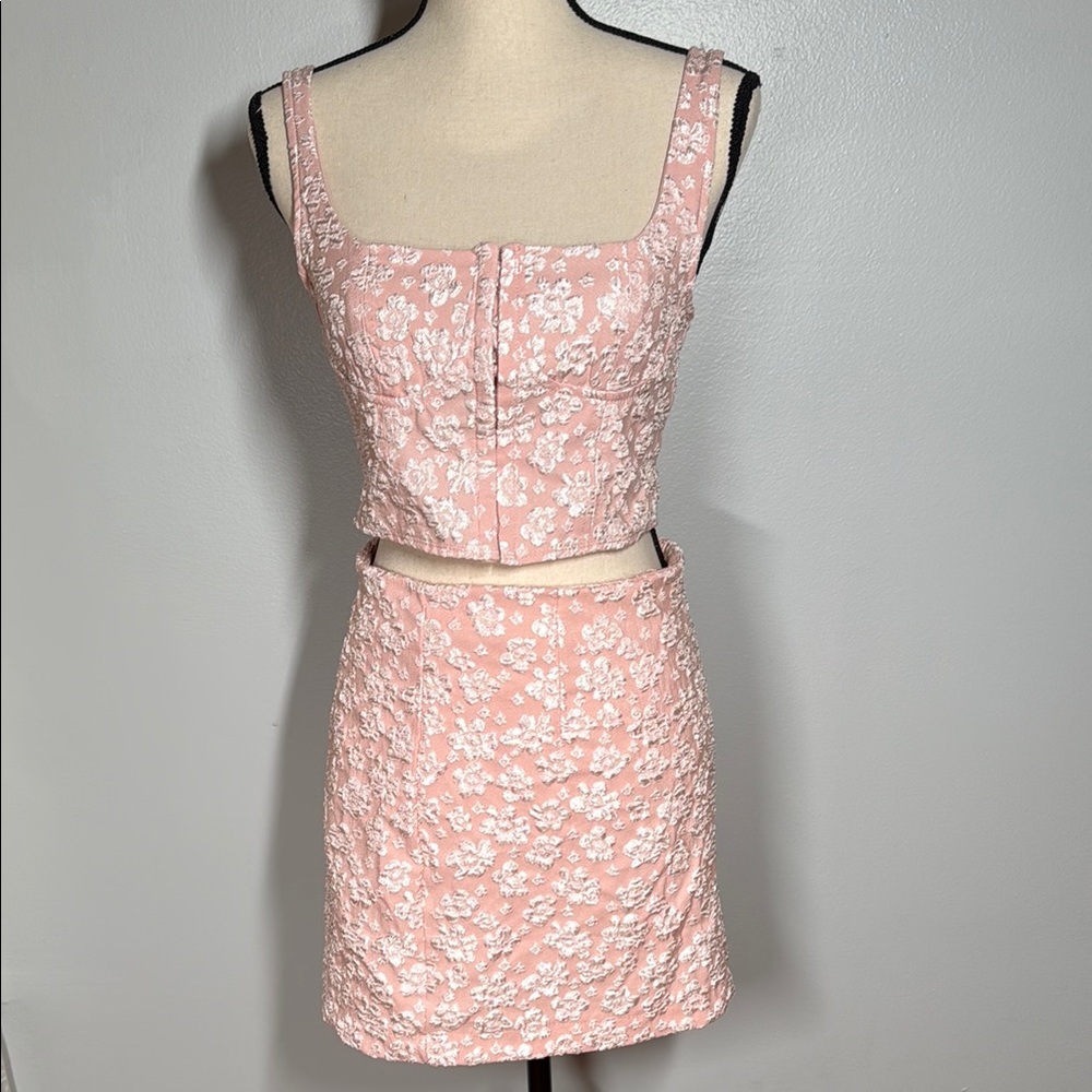 Wild Fable Pink Floral Mini Skirt Set